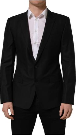 Dolce & Gabbana Single Breasted Blazer Jacket - Heren - Blazers - Zwart - L - Wol - Jassen