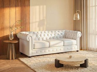 Vente-Unique Divano CHESTERFIELD 3 posti in similpelle Bianco