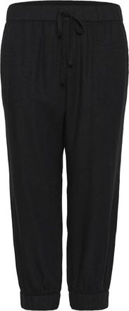 Kaffe Zwarte Diepe Capri Broek met Elastische Taille - Dames - Vrijetijds broeken - Zwart - M - Broeken