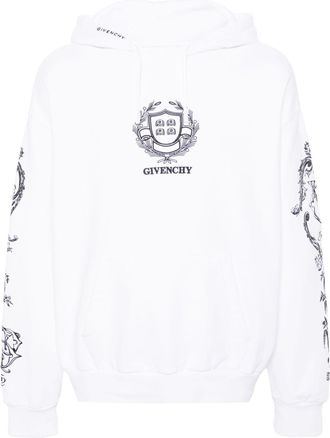 Givenchy logo-embroidered cotton hoodie - men - Cotton - S - White