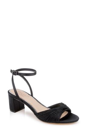 Badgley Mischka Pretty Ankle Strap Sandal in Black Satin at Nordstrom, Size 9.5