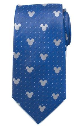 Cufflinks Inc. Mickey Mouse Pin Dot Silk Tie in Blue/Grey at Nordstrom, Size Regular