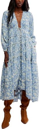 Free People Pappiet Midi Womens Dress Bluebell Combo : MD (Womens 8-10), Cotton