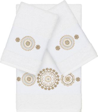 Linum Home Textiles Isabell 3-Piece Embellished Towel Set - White at Nordstrom Rack