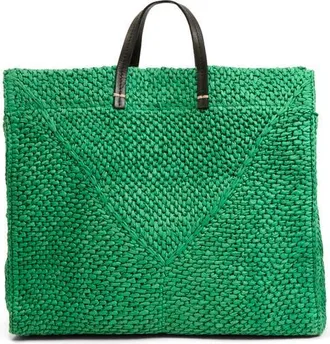 Clare Vivier Simple Crochet Tote in Green Apple Raffia at Nordstrom