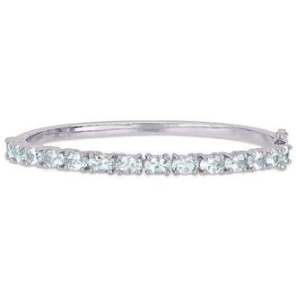 Amour 6 1/3 CT TGW Aquamarine Bangle In Sterling Silver
