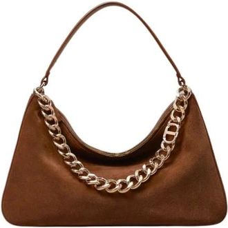 Twinset Handbags, female, Brown, ONE SIZE, Suede Media Bag Liliane Style
