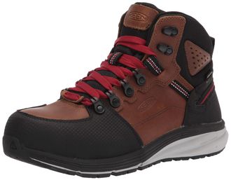 Keen Mens Red Hook Mid Composite Toe Waterproof Work Boots Construction, Tobacco/Black, 10