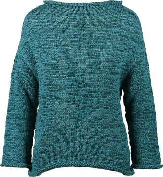 Alpha Studio Green Polyester Polyamide Braided Ribbon Boat Sweater