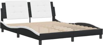 vidaXL Vidaxl - Estructura Cama Cabecero Cuero Sint&eacute;tico Negro Blanco 160x200cm