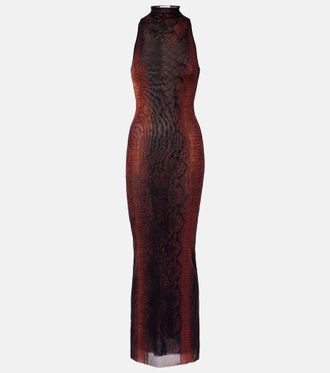 Jean Paul Gaultier Snake-effect halterneck gown