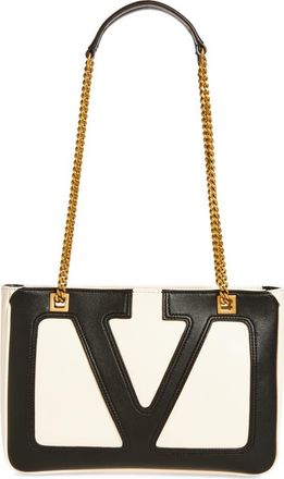 Valentino Garavani Small Viva Superstar Leather Tote in White/Black at Nordstrom