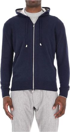 Eleventy Blauwe Cashmere Volledige Rits Sweater - Heren - Vesten met rits - Blauw - XL - Kasjmier - Hoodies & sweatvesten
