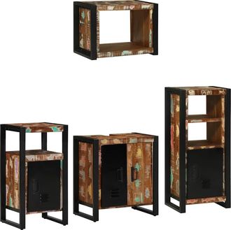 vidaXL Juego De Muebles De Ba&ntilde;o 4 Uds. Multicolor Y Negro Vidaxl