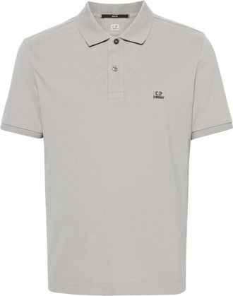 C.P. Company logo-embroidered cotton polo shirt - men - Cotton/Spandex/Elastane - S - Grey