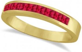Allurez Princess-Cut Channel-Set Stackable Ruby Ring 14k Yellow Gold (1.00ct)
