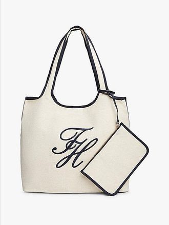 Tommy Hilfiger Canvas Beach Tote Bag With Pouch