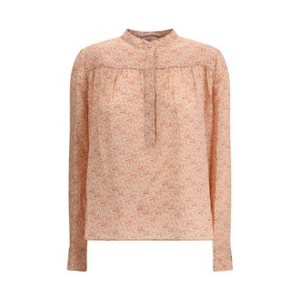 Kristina Ti pink Silk Pattern Womens Shirt