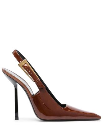 Saint Laurent Lee 115mm patent-leather pumps - women - Patent Calf Leather/Calf Leather/Calf Leather - 36 - Brown
