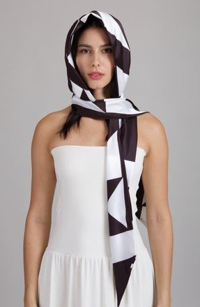 Eugenia Kim Babs Geometric Satin Head Scarf in Black/White at Nordstrom