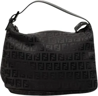 Fendi Pre-owned Shoulder Bags, female, Black, Size: ONE SIZE Pre-owned Canvas Shoulder Bag