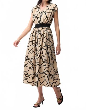 Joseph Ribkoff Mosaic Midi Dress In Beige Black