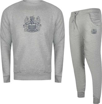 Aquascutum Heren Iconic Crest Crew Neck Trainingspak (Grijs)