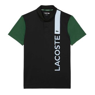 Lacoste Heren Logo Geprinte Ultra Dry Tennis Polo Shirt (Zwart)