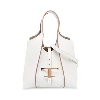 Tod's T Timeless Mini Shopping Bag - Dames - Shoppers - Wit - ONE Size - Leer - Tassen