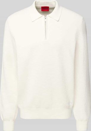 HUGO BOSS Relaxed Fit Strickpullover aus reiner Baumwolle Modell SAN PAULEY-C in Offwhite, Größe XXL