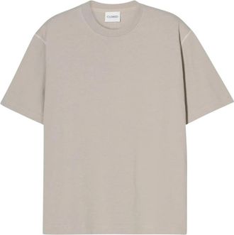 Closed Regular Fit Crew Neck T-Shirt met Logo Borduurwerk - Heren - T-shirts - Grijs - L - Katoen - Tops
