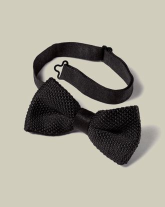 CHARLES TYRWHITT Silk Knitted Bow Tie - Black Size OSFA by Charles Tyrwhitt