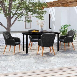 vidaXL Juego De Comedor De Jard&iacute;n 5 Piezas Con Cojines Negro Vidaxl