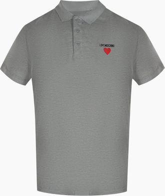 Love Moschino Mens Love Moschino Heart Logo Grey Polo Shirt - Size: 40
