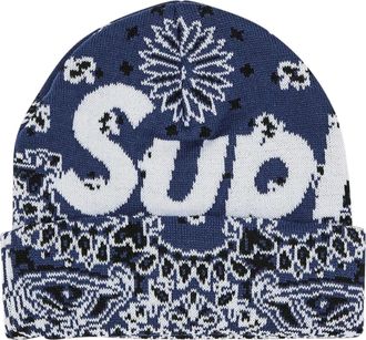 SUPREME Bandana Big Logo Beanie Navy FW24BN61-NAVY
