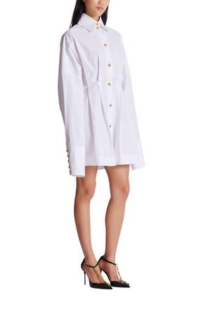 Balmain Poplin shirt dress in White at Nordstrom, Size 42 Eu