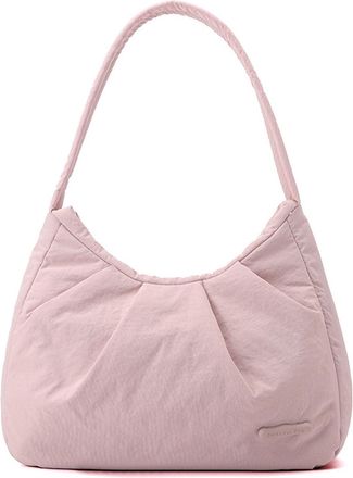 Generic ETOYA Pleated Clouds Bag Solid Color Nylon Shoulder Bag Lightweight Daily Clutch Handbag Casual for Women Temperament, Pink