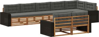 vidaXL Conjunto De Sof&aacute;s De Exterior 8 Uds. Natural Y Antracita Vidaxl