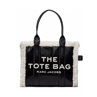 Marc Jacobs Crinkle Shearling Large Tote Bag Black/White