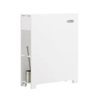 SoBuy Estanter&iacute;a Estrecha Para Nichos Para Ba&ntilde;o Armario M&oacute;vil Multifuncional De Almacenaje Mueble Auxiliar Con 2 Cajones Y 4 Ruedas 60 X 20 X 75 Blanco Bzr1
