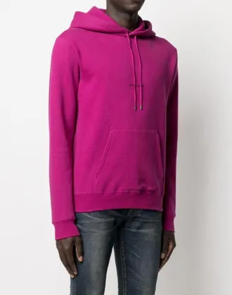 Saint Laurent Mens Rive Gauche Logo Hoodie Pink Clothing > Knitwear