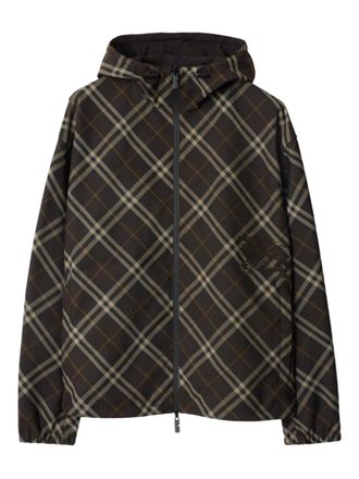 Burberry reversible check hooded jacket - men - Fabric - S - Brown