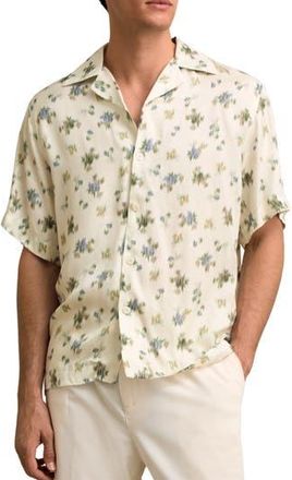 Reiss Fade Floral Camp Shirt in Off White at Nordstrom Rack, Size Xx-Large