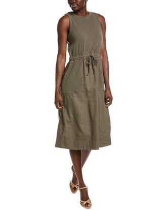 Michael Stars Wilhelmina Mixed Media Linen-Blend Midi Dress