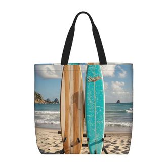 Generic Vintage Teal Wood Surfboard Shopper Bag Durable Tote Bag Waterproof Shoulder Bags For Ladies Yoga Travel