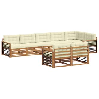 vidaXL Conjunto De Sof&aacute;s De Exterior 8 Uds. Natural Y Crema Vidaxl