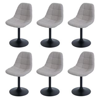 Hhg Hhg - Nunca Usado] Lote De 6 Silla De Comedor 842, Silla De Cocina Silla Giratoria, Acero Mvg Tela/textil Boucl&eacute; (450g/m&sup2;), Topo