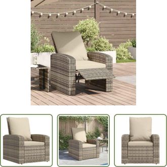 vidaXL Poltrona reclinabile - Poltrona Reclinabile Giardino Cuscini Marrone Chiaro Polyrattan