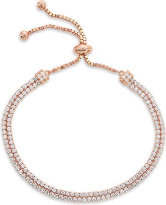 Suzy Levian Double Strand Pav&eacute; Bolo Slider Bracelet in Rose at Nordstrom Rack