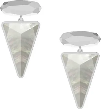 Kendra Scott Womens Vivian Drop Rhodium Earrings In Gray Illusion